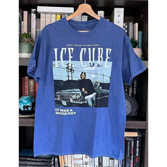 🐿️ NWOT Ice Cube Today Was A Good Day Mineral Blue Unisex Short Sleeve Tee Large - Picture 1 of 5